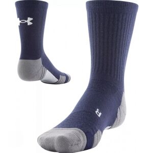 Under Armour UA Team Cushioned Crew Socks - Navy/Gray Men 7-8.5 Women 6-10
